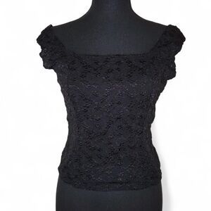 Vintage Elegant Black Lace Women's Top
